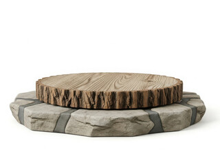 Wooden slice on stone base