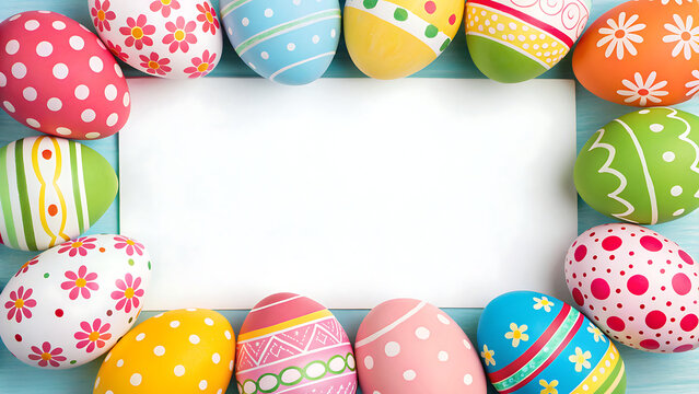 Colorful easter eggs frame - Powered by Adobe