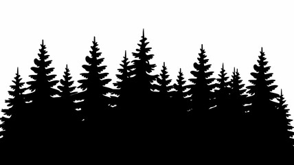 Obraz premium Silhouette of Tall Pine Trees in a Forest Landscape