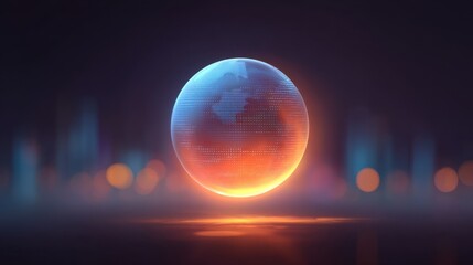 Glowing Globe Visualization Representing Global Finance in a Modern Abstract Style for Business and Technology Concepts