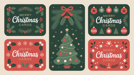 Festive Christmas Card Designs with Holiday Greetings and Decorations © DesignHub