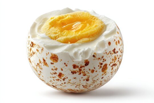 Peeled white hard boiled egg on smooth surface with a clean background - Powered by Adobe