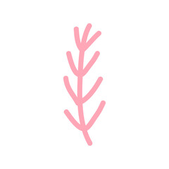 Obraz premium Cute pink botanical branch sticker illustration isolated on a transparent background