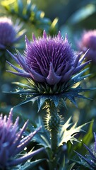 Thistle Flower Mobile Wallpaper Showcasing Rugged Violet Petals, Striking Floral Details, Natural Meadow Light, and a Powerful Wild Style Design