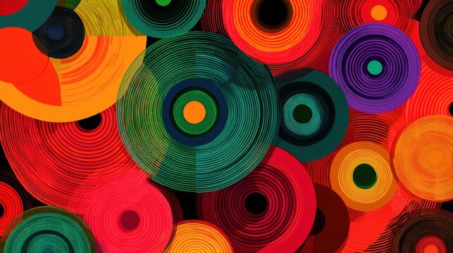 Vibrant abstract circles with concentric rings - Powered by Adobe