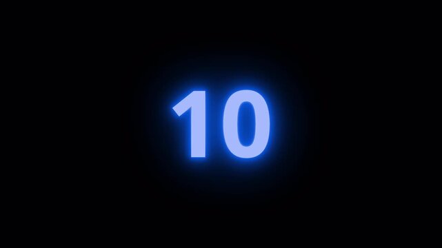 15 second Countdown neon timer from 15 to 0 Animation  4K resolution on black background