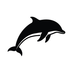 Obraz premium Dolphin silhouette vector, Underwater elements, Marine life nautical vector, Seafood silhouette vector