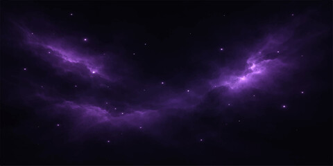 Purple nebula in outer space with stars © HooD