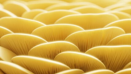 Yellow Mushroom Caps Close-up with Gills and Texture.