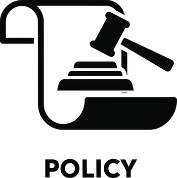 Policy and law icon featuring a gavel and document