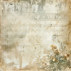 Vintage music notes old paper texture background