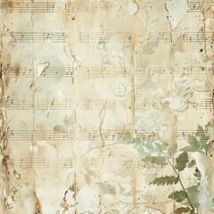 Fototapeta premium Vintage music notes old paper texture background