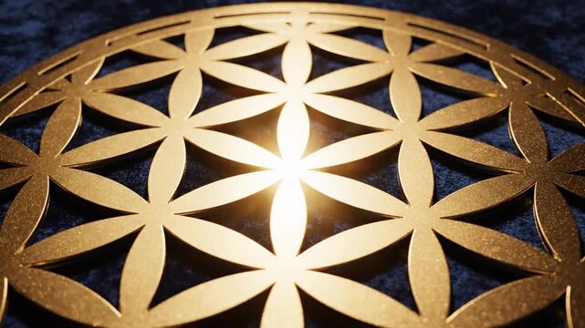 P470-Elegant golden sacred geometry pattern on deep navy background modern design 4K 10s