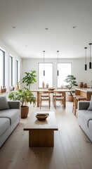 Fototapeta premium Modern living room with dining area.