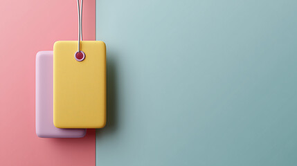 Single discount tag icon floating on a light pastel background modern e-commerce visual style simple geometry balanced composition realistic material texture clean and professional appearance evenly l