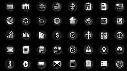 Collection of 200 business icons featuring finance, money, contact, and infographic symbols in line style for web use