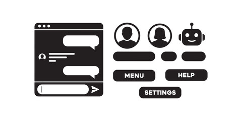 Modern Chatbot Interface for User Interaction, Settings, and Help