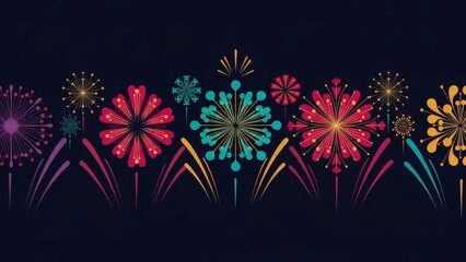 Vibrant fireworks display against dark background