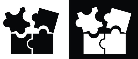 Puzzle pieces flat simple vector icon. Simple pieces Puzzle black vector icon. Perfect jigsaw puzzle vector illustration.