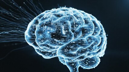 P432-Digital brain circuitry pulsates with futuristic intelligence on dark background 4K 10s - Powered by Adobe