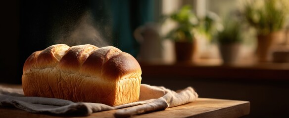 A loaf of bread rests on the table like a cozy hug for the home