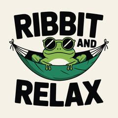 Ribbit And Relax Funny Frog In Hammock Sunglasses Vacation T Shirt Design