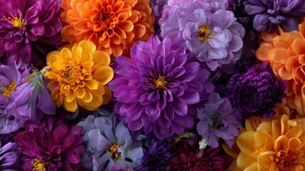 Vibrant Dahlia Flowers Background Vibrant Colors