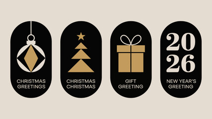 Festive Holiday Greetings with Christmas and New Year's Icons © Peradox