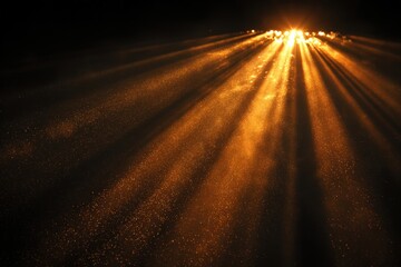 Yellow sunlight flare ray overlay creates warm glow in a starry background with bright light and a sense of depth