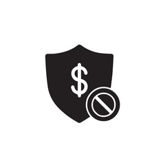 Obraz premium Money security dollar shield block icon silhouette vector illustration for financial fraud prevention and currency protection concept