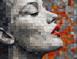 A mosaic portrait of a woman