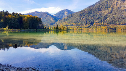 Walchensee, often called the “Caribbean of Bavaria,” known for its striking turquoise water and...