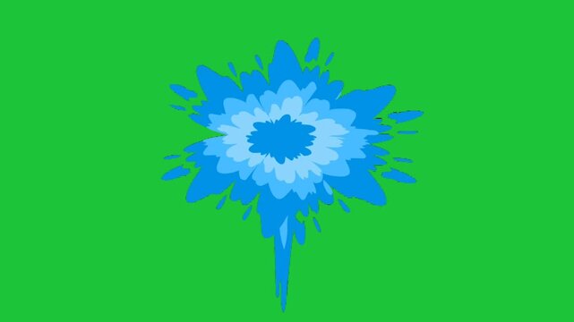 A versatile pack of 2D cartoon and 3D realistic water splash animations on green screen. Features blue liquid bursts and droplets for dynamic VFX