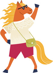 Cool Horse Traveler Character Illustrations
