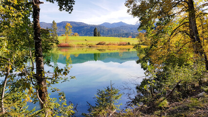 Walchensee, often called the “Caribbean of Bavaria,” known for its striking turquoise water and...