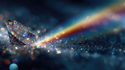 Colorful crystal rainbow spectrum with glowing prism beam and glittery light effects for fantasy visuals in 1920 high quality design use