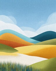 Colorful hills under a clear sky