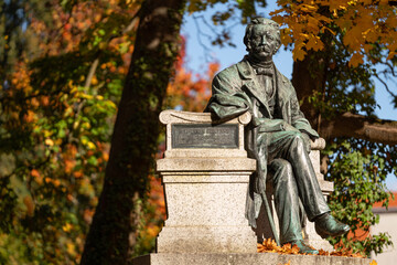 Fototapeta premium Monument of writer Theodor Fontane, Neuruppin, Brandenburg, Germany