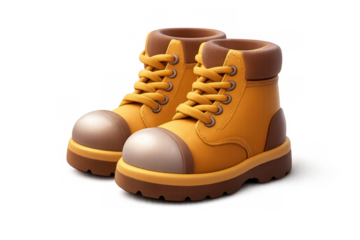 Safety boots icon for industrial and construction design featuring yellow footwear illustration