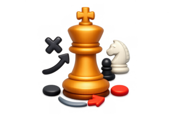 Strategic chess king with knight and pawn for game illustration