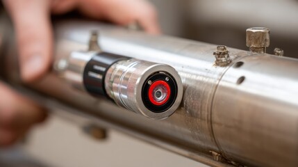 Medium shot of a technician installing a predictive maintenance sensor on industrial machinery to monitor vibration and temperature levels for early fault detection.