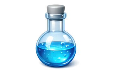 Simple blue flask icon for science and chemistry design projects
