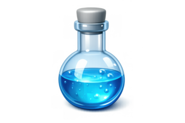 Simple blue flask icon for science and chemistry design projects