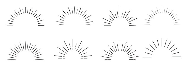 Set of sun rays starburst background. Sunburst icons set for summer element. © Aishi