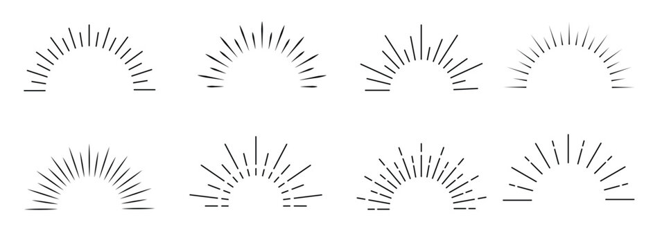 Set of sun rays starburst background. Sunburst icons set for summer element.