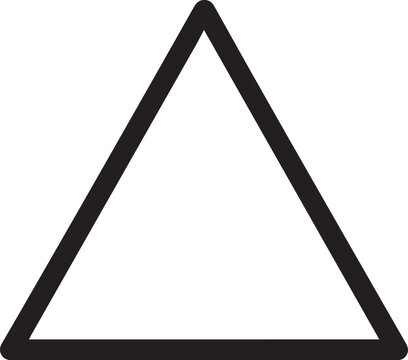 Triangle Icon Bold Black Geometric Outline on Transparent Background