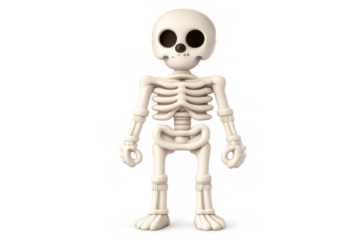Cartoon skeleton icon for anatomy education and halloween design