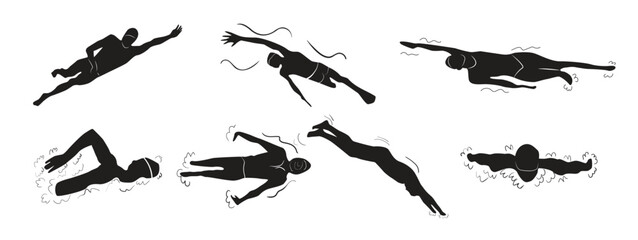swimming sport silhouette vector illustration