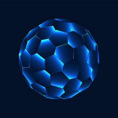 Geometric shapes hexagons that make glowing  sphere. Abstract object hexpropello dodecahedron.