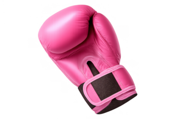 Pink boxing glove symbolizing strength, empowerment, and breast cancer awareness, representing a powerful fight